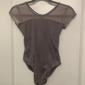 Grey cap-sleeve leotard! Motionwear (size Medium)